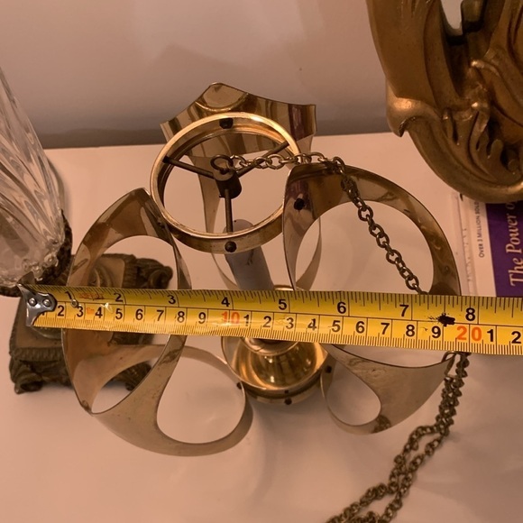 Vtg Mid Century Modern Mascot Hanging Chain Candle Holder Light Fixture 1960s - Picture 9 of 16